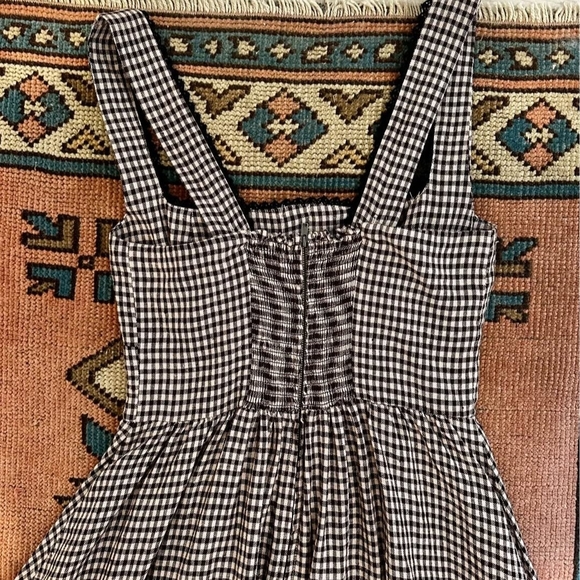 Checked Square-Neck Midi Dress in Brown - Picture 10 of 10